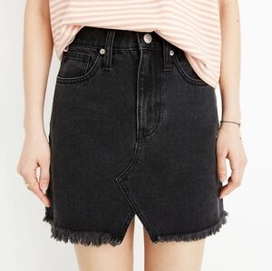 Madewell Rigid Denim A-Line Mini Skirt in Lunar Wash: Cutout Edition